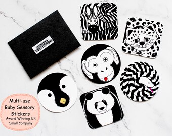 Baby Sensory Stickers, Black and White Sensory, Gender Neutral Baby Gift, Baby Wall Art, High Contrast Wall Stickers, Multi-use bath sticker