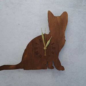 Wooden wall clock cat wall clock walnut