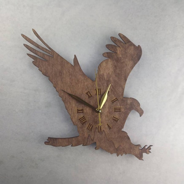 Holzwanduhr Adler Greifvogel Wanduhr Nussbaum