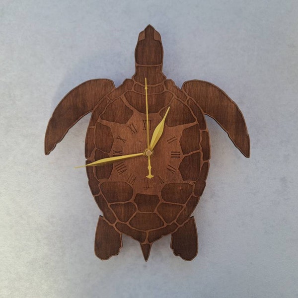 Holzwanduhr  Schildkröte Wanduhr Nussbaum