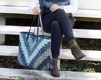 Indigo Patchwork Shopper Bag Sewing Pattern (PDF Download)