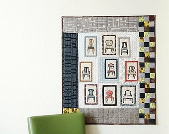 Chair quilt. Hand Applique Quilt Pattern 36"x42" designed by Anna Studio