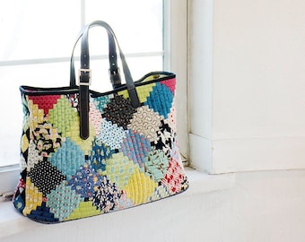 Patron de couture de sac cabas en patchwork Logcabin (téléchargement PDF)