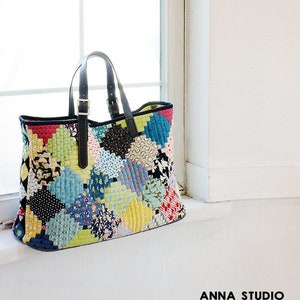 Logcabin Patchwork Big  Bag  PDF file  Pattern. quilt pattern, designed by Anna Studio
