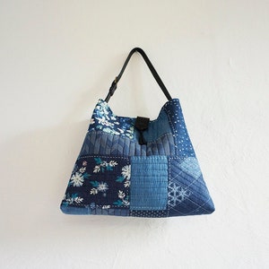 Denim patchwork Hobo Bag. Quilt pattern. [PDF file ] designed by Anna Studio
