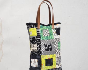 Window Mini Tote PDF Pattern, Log Cabin Quilt Bag, Patchwork Beginner Sewing (Digital Pattern)