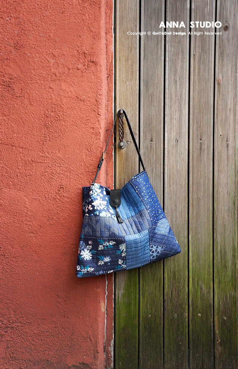 Denim Patchwork Hobo Bag. Quilt Pattern. PDF File Designed by Anna