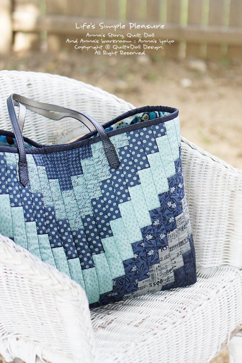 Indigo Patchwork Shopper Bag Sewing Pattern (PDF Download) - Etsy