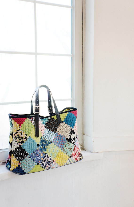 Logcabin Patchwork Tote Bag Sewing Pattern (PDF Download)