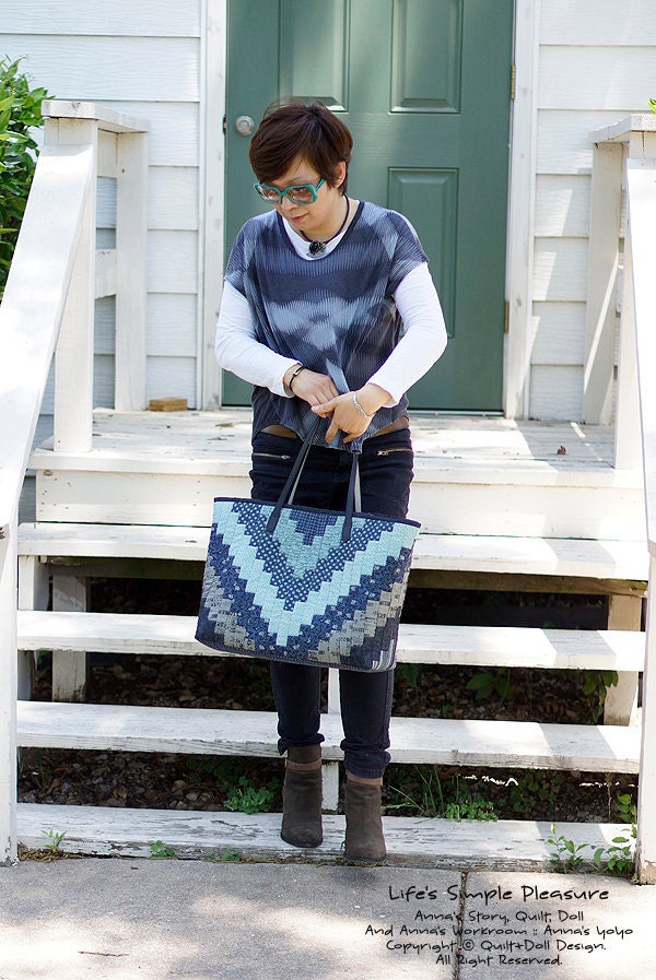 Indigo Patchwork Shopper Bag Sewing Pattern (PDF Download) - Etsy