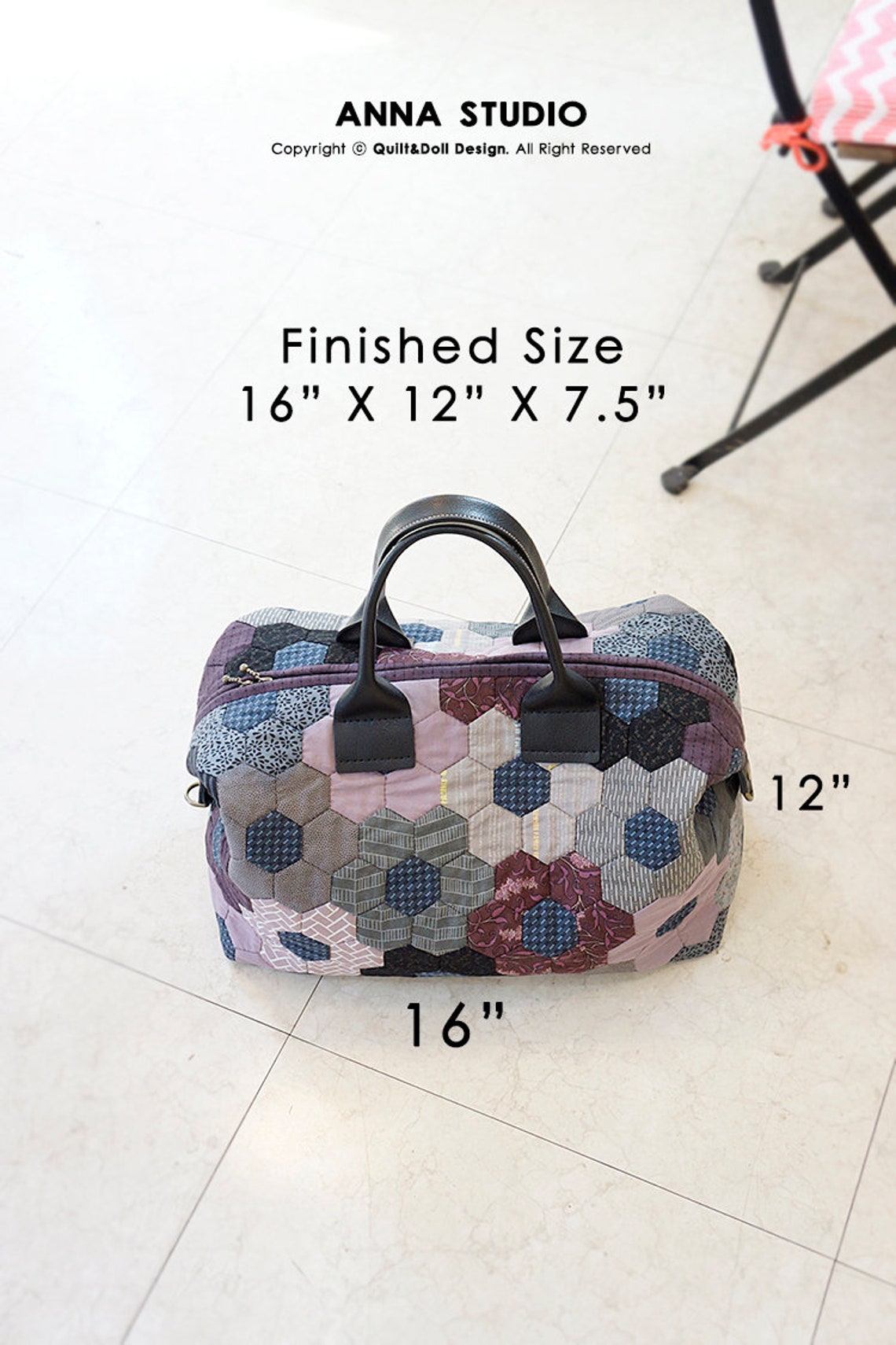 Lavender Hexagon Patchwork Bag Sewing Pattern (PDF Download) - Etsy
