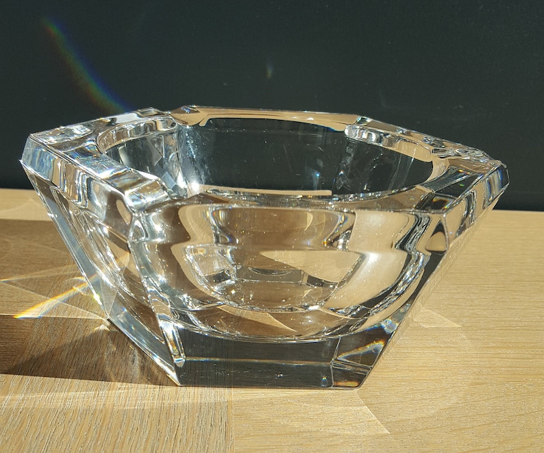 hexagon Belgium Cendrier en cristal Aschenbecher Kristall \u043f\u0435\u043f\u0435\u043b\u044c\u043d\u0438\u0446\u0430 \u0432 \u043a\u0440\u0438\u0441\u0442\u0430\u043b\u043b\u0435 \u6c34\u6676\u70df\u7070\u Vintage crystal ashtray Val Saint Lambert