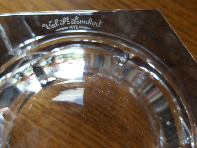 hexagon Belgium Cendrier en cristal Aschenbecher Kristall \u043f\u0435\u043f\u0435\u043b\u044c\u043d\u0438\u0446\u0430 \u0432 \u043a\u0440\u0438\u0441\u0442\u0430\u043b\u043b\u0435 \u6c34\u6676\u70df\u7070\u Vintage crystal ashtray Val Saint Lambert