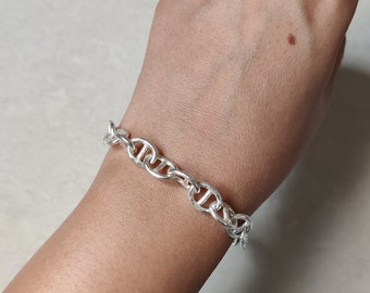 Silver Link Chain Bracelet, Minimalist Silver Bracelet, Modern Minimalist, Handmade Silver Bracelet, Dainty Everyday Bracelet, Unique Gift