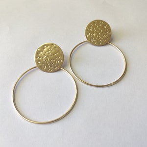 Big Gold Stud Earrings - Statement Round Geometric Earrings - Bold Large Earrings for Women - Unique Gift for Her - Chunky Earrings Gold