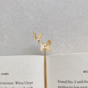 Gold Butterfly Bookmark, Metal Bookmark, Two Butterfly Bookmark, Book Accessories, Gift for Readers Booklovers, Brass Bookmark Cute Bookmark image 4