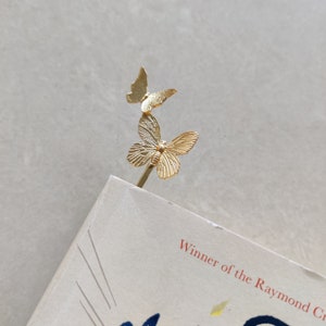 Gold Butterfly Bookmark, Metal Bookmark, Two Butterfly Bookmark, Book Accessories, Gift for Readers Booklovers, Brass Bookmark Cute Bookmark image 2