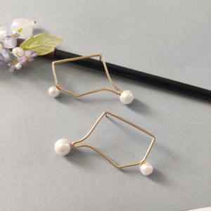 Pearl Stud Earrings, Minimal Dainty Earrings, Pearl Drop Earrings, Gold Studs, Bridal Wedding Bridesmaid Earrings, Gift for Her, Anniversary