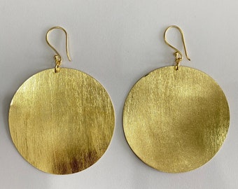 Big African earrings, extra large brass earrings, ethnic earrings, dangle hook earrings, brass hoops, Trendy Gold Earrings Gift for her