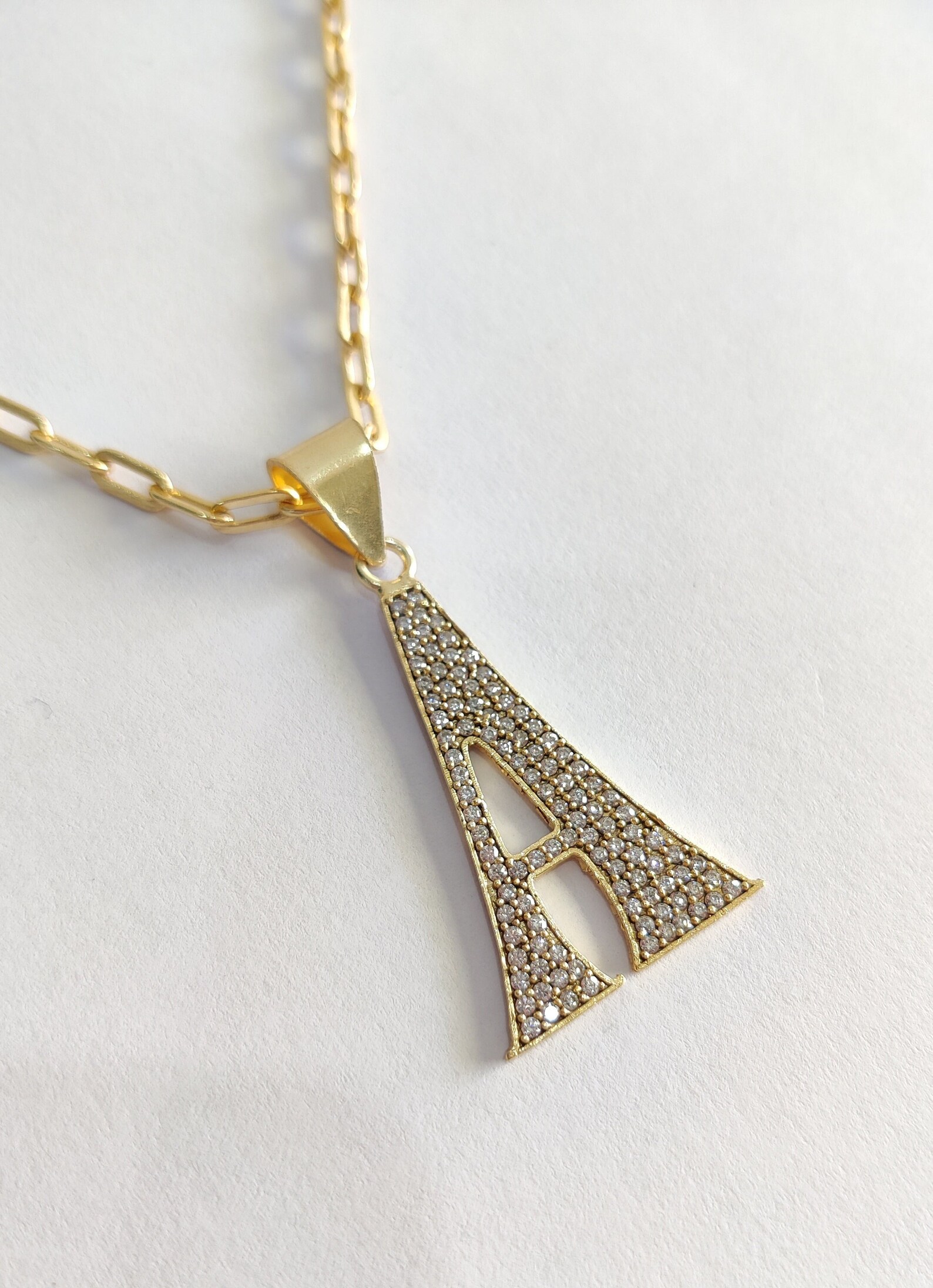 Letter A Gold Pendant Initials Necklace Personalized Gift  Etsy