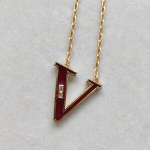 Personalised Gold Initial Pendant Necklace: Brown Enamel Letter Charm with Cubic Zircons, Birthday Gift for Her