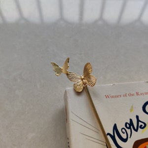 Gold Butterfly Bookmark, Metal Bookmark, Two Butterfly Bookmark, Book Accessories, Gift for Readers Booklovers, Brass Bookmark Cute Bookmark image 3