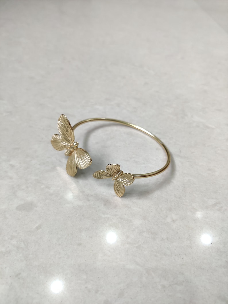 Gold Butterfly Cuff Bracelet Dainty Butterfly Bracelet Brass Etsy