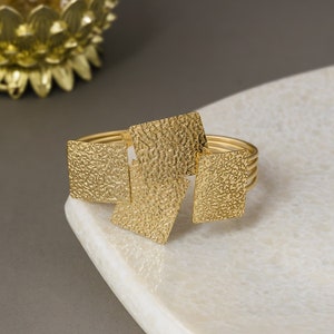 Dainty Gold Statement Bracelet | Textured Cuff Bracelet | Geometric Handmade Jewelry | Trendy Party Jewelry | Gift For Her
