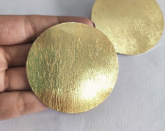 Big Round Gold Disc Earrings, Handmade Statement Earrings, Chunky Jewelry, Gift for Her