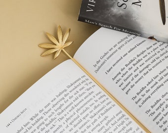 Leaf Bookmark, Gold Plated Metal Bookmark, Bookmark for Gift, Book Accessories, Brass Bookmark, Unique Bookmark, Gold Bookmark, Books Gift