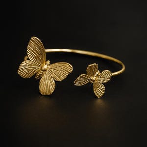Gold Butterfly Cuff Bracelet: Handmade Brass Fashion Jewelry (10 Pcs)