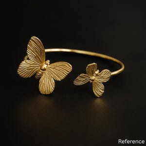 Bracciale rigido a farfalla in oro, regolabile, gioiello ipoallergenico placcato oro