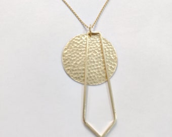 Handmade Gold Minimal Pendant Necklace, Gold Disc Pendant, Round Gold Pendant, Minimalist Jewelry, Stackable Necklace, Pendant Birthday Gift