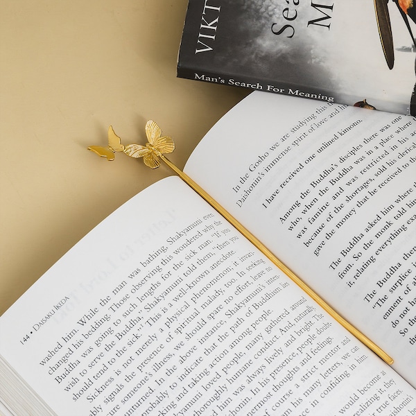 Gold Butterfly Bookmark, Metal Bookmark, Two Butterfly Bookmark, Book Accessories, Gift for Readers Booklovers, Brass Bookmark Cute Bookmark