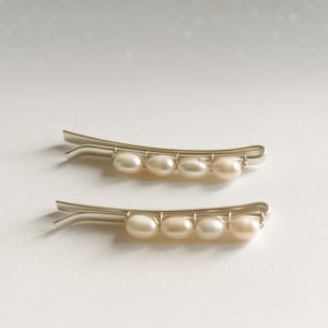 Freshwater Pearl Hair Clips - Silver Plated Wedding Hair Pins - Set of 2