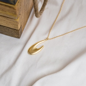 Gold Pendant Necklace, Birthday Gift, Handmade Brass Necklace, Minimal Necklace Gold, Simple Pendant Necklace Gift, Christmas Gift for Her
