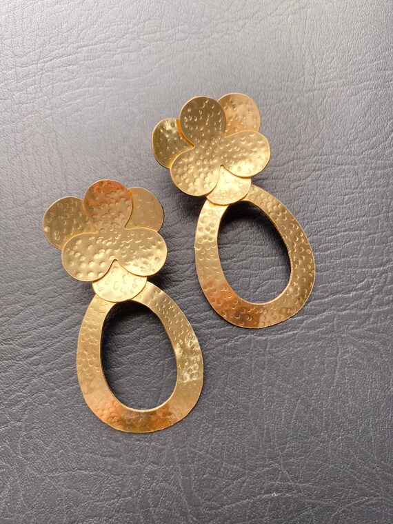 Big African Earrings Extra Large Brass Earrings Stud Earrings