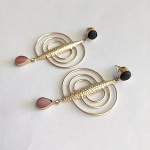 Gold Plated Brass Dangle Earrings with Artificial Stones