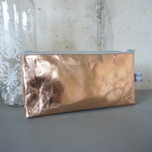 Federmäppchen, kleine Kosmetiktasche, Roségold, gefüttert