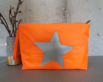 Kosmetiktasche Waschtasche Boxbag Neon Orange,Ripstop, 22 x 16 x 6 cm