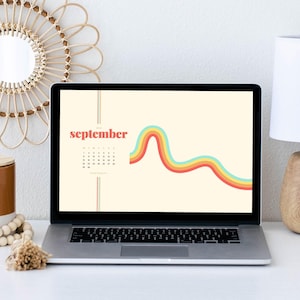 2025 Pastell Retro Gemusterte Desktop Kalender | Desktop Hintergrund | Sofort Download