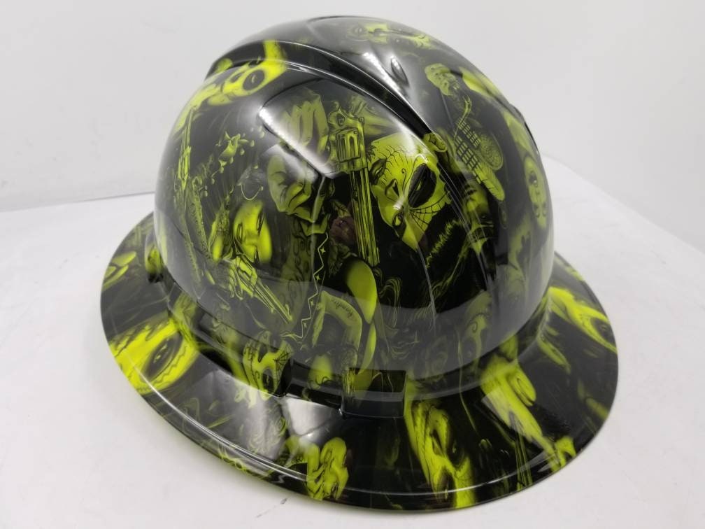 Full Brim Hydro Dipped Custom Hard Hat Dipped in Hi Vis Green Etsy