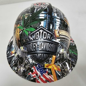 full brim hard hat custom hydro dipped In  CHRISTIAN Biker