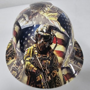 full brim hard hat custom hydro dipped In AMERICAN SOLDIER USA