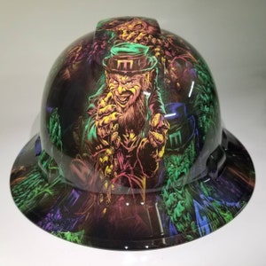 Full Brim Hard Hat custom hydro dipped in evil Leprechaun luck of the Irish