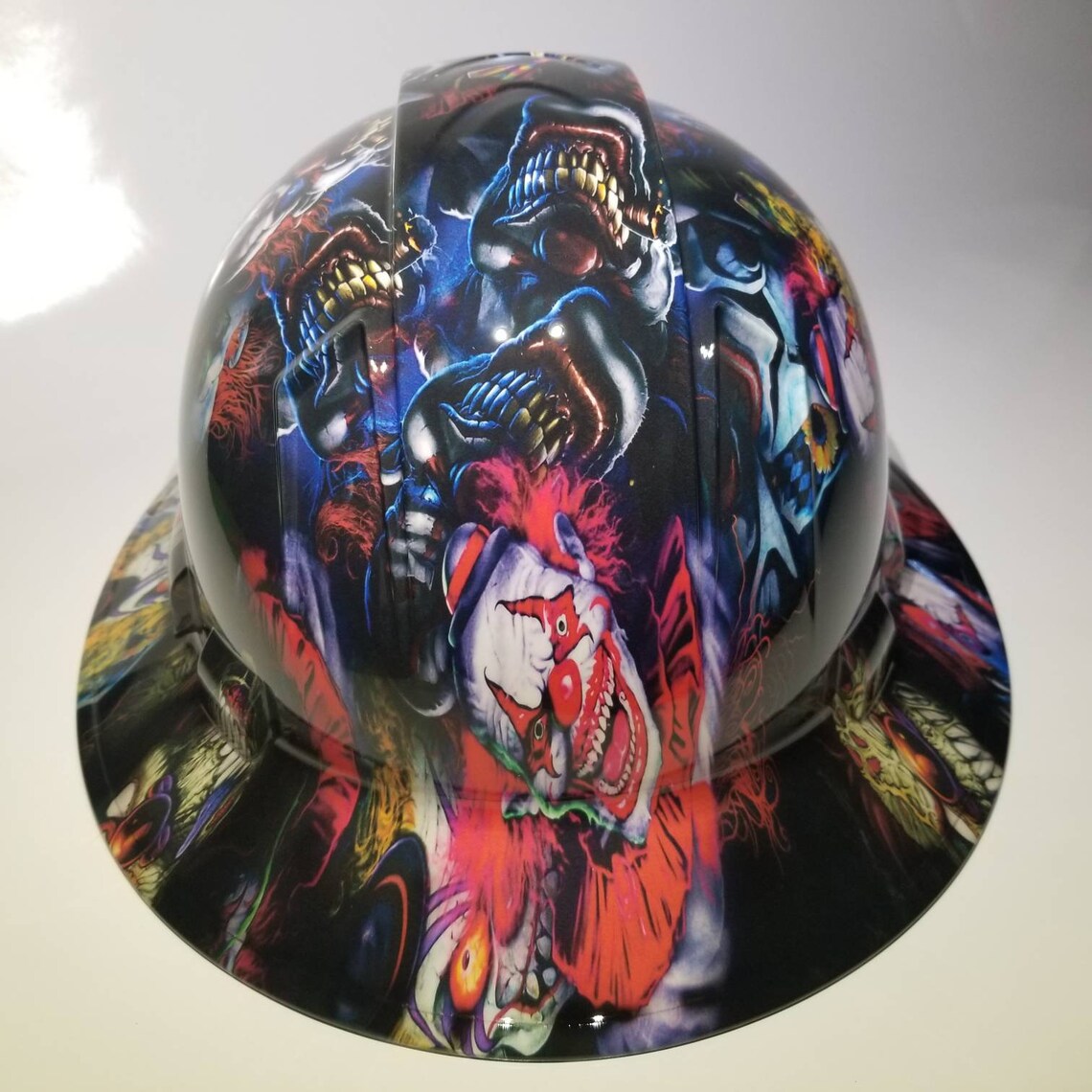 Full Brim Hydro Dipped Custom Hard Hat In Big Bad Boss Man Killer