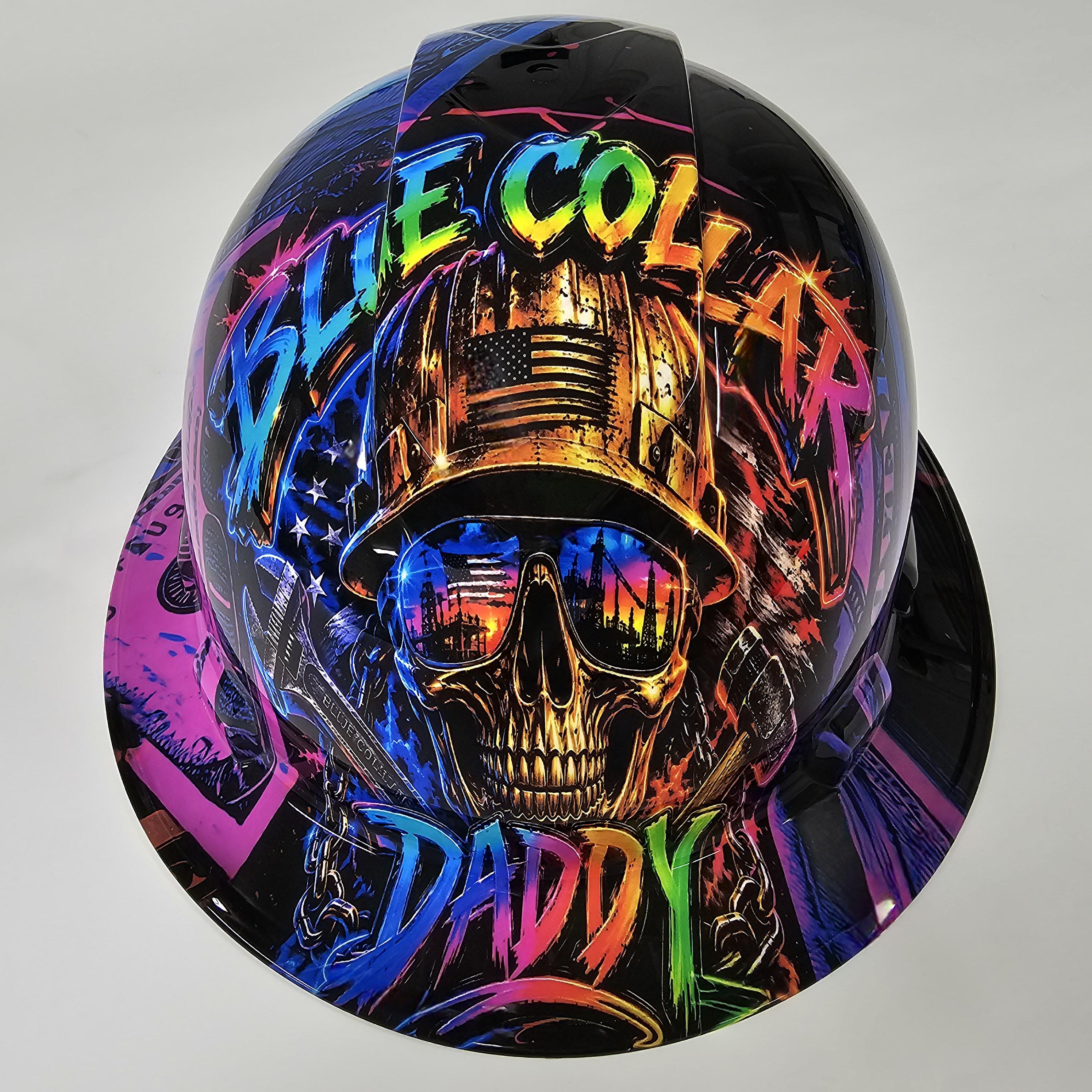 Wet Works Imaging Full Brim Hard Hat , Blue Collar Daddy Custom