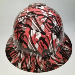 Full Brim Hard Hat custom hydro dipped in Canadian flag