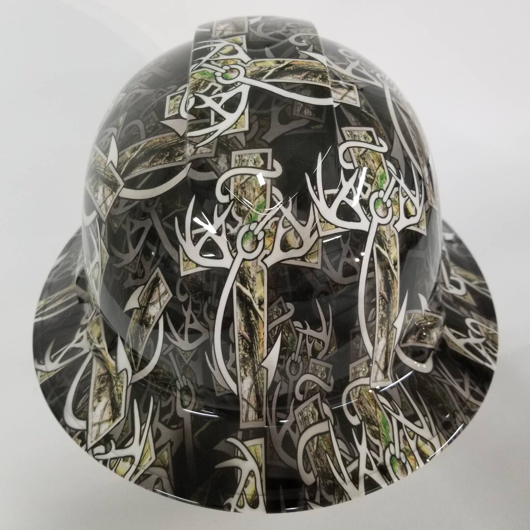 Full Brim Hydro Dipped Custom Hard Hat in Gods Country Fishing Hunting