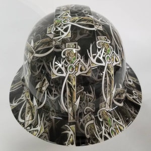Full brim hydro dipped custom hard hat in gods country fishing hunting